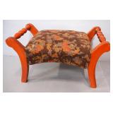 Wood Footstool With Upholstered Top