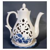 Holland Delta Blue Handpainted Vase, GZHEL Lidded Candy Dish, Teapot Candle Holder, Ceramic Baskets,