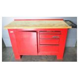 Waterloo Metal Shop Table With Wood Top, 4 Drawers And Storage Cabinet, 37" x 61" x 24"