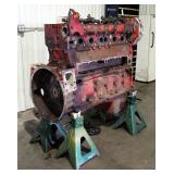 Cummins 5-Cylinder Straight Block Diesel Engine On Heavy Duty 12-Ton Jack Stands Qty 4, Unknown Cyli