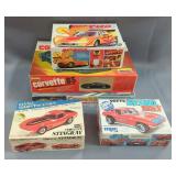 Lindberg 1980 Corvette Model Kit, Corvette 85 Model Kit, MPC Nitro Vett Fuel Funny Car Model Kit, Re