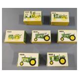 Ertl Diecast John Deere Lawn & Garden Tractor, Dumpcart, And Seven Tractor Collector Set Includes 18