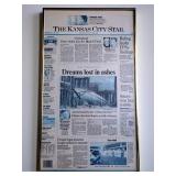 Framed Kansas City Star West Bottoms Warehouse Blaze Articles, Qty 4 23.5" x 13.5", And 13.5" x 13.5