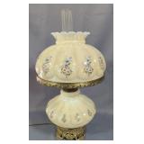 Vintage Dual-Light Victorian Style Table Lamp With Floral Pattern, 27" High, Powers On