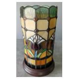 Tiffany Style Stained Glass Mini Table Lamp, 10" Tall, Powers On