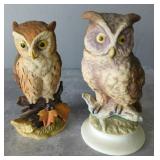 Andrea By Sadek Great Horned Owl Figurine, Numbered 4/86, And Lefton China Owl Figurine