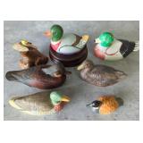 Water Fowl Figurines, Qty 7, Various Materials