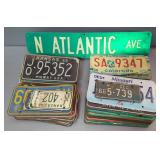 N Atlantic Ave Street Sign, 30" Wide, And Assorted License Plates, Approx 109