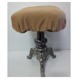 Vintage 3-Leg Cushioned Wood Stool, 21" Tall x 13" Wide
