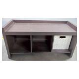 Wood Cubby Storage Bench, 18.5" H x 36" W x 14" D, With Storage Basket