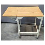 Typing Table With Fold-Up Leaf, On Wheels, 27" H x 30.5" W (With Leaf) x 18" D