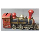 Vintage Cast Iron Train Coin Bank, 8" Long