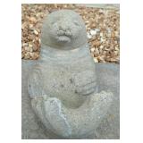 Baby Seal Concrete Figurine, Approx 7.5" H x 6.5" W x 10.5" L
