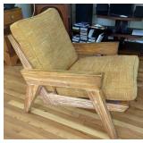 Oak Framed Arm Chair With Removable Cushions, 27" x 35" x 33"