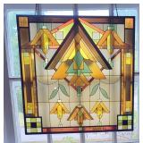 Deco Styled Stained Glass Window Suncatchers, 19.5" x 19.5", Qty 3