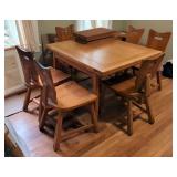Wood Dining Table, 36” x 42” x 29.5”, With Two 12" Pull Out Extensions, And 6 Chairs, Includes Prote