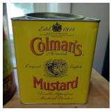 Vintage Tin Canisters Including Calumet Baking Powder, Colman