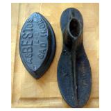 Asbestos 12-9 Sad Iron, Missing Handle, And Antique Shoe Form