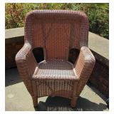 Hampton Bay Woven Poly Wicker Style Patio Chairs, 37" x 30" x 21", Qty 2, And Matching Side Table, 2