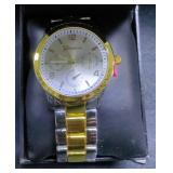 Geneva Two Tone Stainless Steel Mens Watch With Multi Calendar