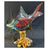 Art Glass Assortment Including Fish, 11", Dishes, Qty 2, Flower, 9"