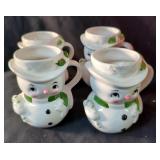Christmas Assortment Including Lefton Snowman Mugs, Qty 4, Department 56 Snowbabies Figurine, Holida