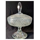 Vintage Flint Glass Lidded Pedestal Dish, 10.5", Flint Glass Dish, Teacups With Saucers, Small Cruet