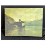 Framed Under Glass Garden Cherubs Print, 25.5" x 21.5", Frame Needs Repair, And Chateau De Chillion 