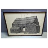 Lawson Framed Under Glass "Olde Barn" Print, Numbered 29/500, 25.5" x 37.25" x 2"