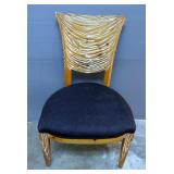 Carved Wood Chair With Upholstered Seat 38" x 24" x 19"
