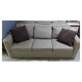 Upholstered Sofa With 3 Removable Cushions, And Throw Pillows, Qty 2, 32" x 79" x 35"