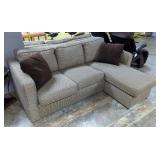 L Shaped Adjustable Upholstered Three Seat Couch, 30" x 79" x 62"