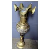 Victorian Brass Etched Floor Vase, 39.5"