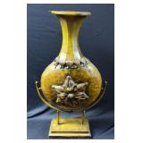 Large Metal Floral Design Vase, 27"