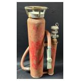 Antique Metal Fire Extinguisher With Side Canister, 24.5"