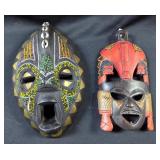Hand Beaded Wood Mask, 10" x 6.5", And Hand Carved Tribal Wall Mask, 9.5" x 5"