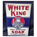 Vintage Embossed Metal "White King" Soap Sign, 9.5" x 13.5"