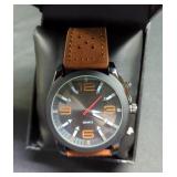 Big Dial Mens Watch With Leather Band