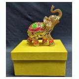 Rhinestone Elephant Trinket Box With Hinged Back