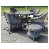 Polyvinyl Woven Patio Set Including Round Table, 31" x 38" Diameter With Glass Top, Round Back Chair