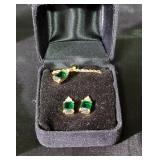 Gold Toned And Colored Stone Necklace And Earring Sets, Qty 3