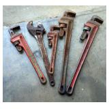Pipe Wrench Assortment, Qty 4 And Crescent Wrench