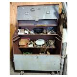 Metal Rolling Job Box, 56" x 50" x 30", Contents Include Flanges, Butt Welding Pipe Fittings, Pipe C