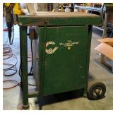 Hand Crafted 2 Wheeled Metal Cabinet, 35.5" x 31" x 20.5"