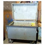 Heavy Duty Rolling Metal Lidded Box With Handles, 39" x 49" x 32", Including Metal Pieces, Bottle Ja