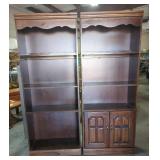 Lighted Laminate Wood Bookcase With Adjustable Shelves, Qty 2, 76.5" x 15" x 30"