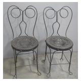 Wrought Iron Ice Cream Parlor Chairs, Qty 2