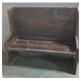 Antique High Back Hall Bench, 44" x 18.5" x 51"
