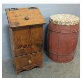 Dry Storage Tater And Onion Bin, And Wood Nail Keg Stool