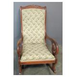 Statesville High Back Rocking Chair With Upholstered Seat And Back